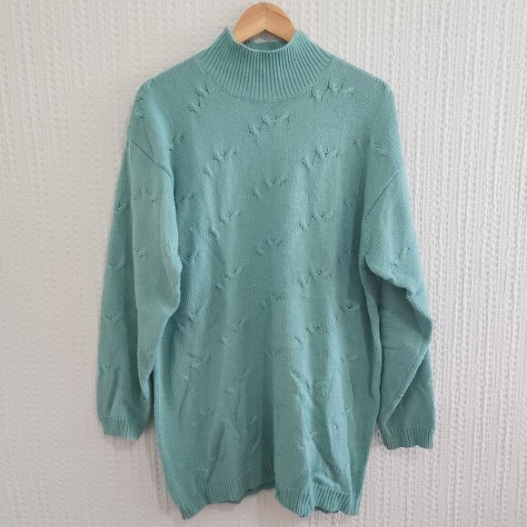 Vintage Sweaters - Vintage Teal Mock Neck Sweater M Partners by Mervyn’s 90s Soft Knit Pullover